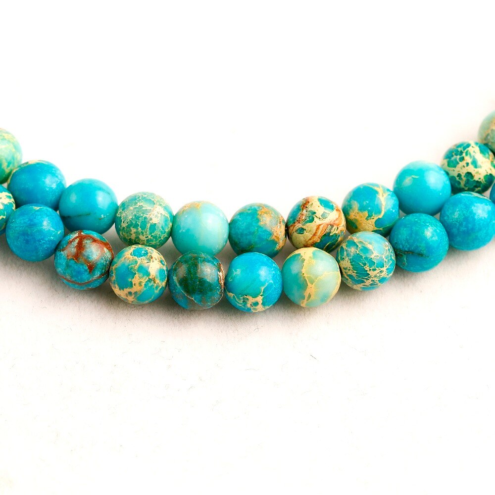 Natural Stone Beads blue Sea Sediment Bracelet Men Lotus Buddha Om Charm Necklace Elastic rope Bracelets 108 Mala Jewelry - Charlie Dolly