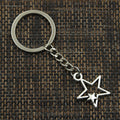 Fashion 30mm Key Ring Metal Key Chain Keychain Jewelry Antique Bronze Silver Color Plated Hollow Double Star 27x21mm Pendant - Charlie Dolly