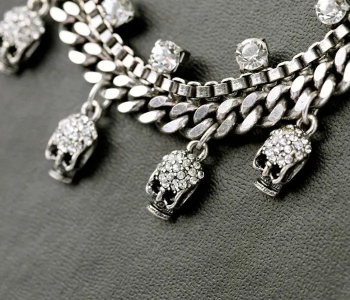 Halloween Jewelry Statement Fashion Elegant Glass Stone Skull Skeleton Pendant  Necklace &Pendant 2017 - Charlie Dolly