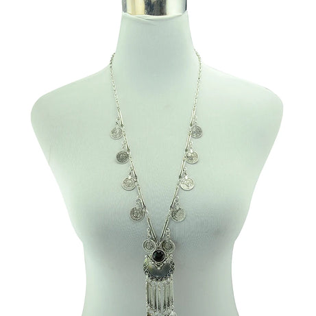 Turkish Coin Stone Tassel Bib Choker Necklace Jewelry