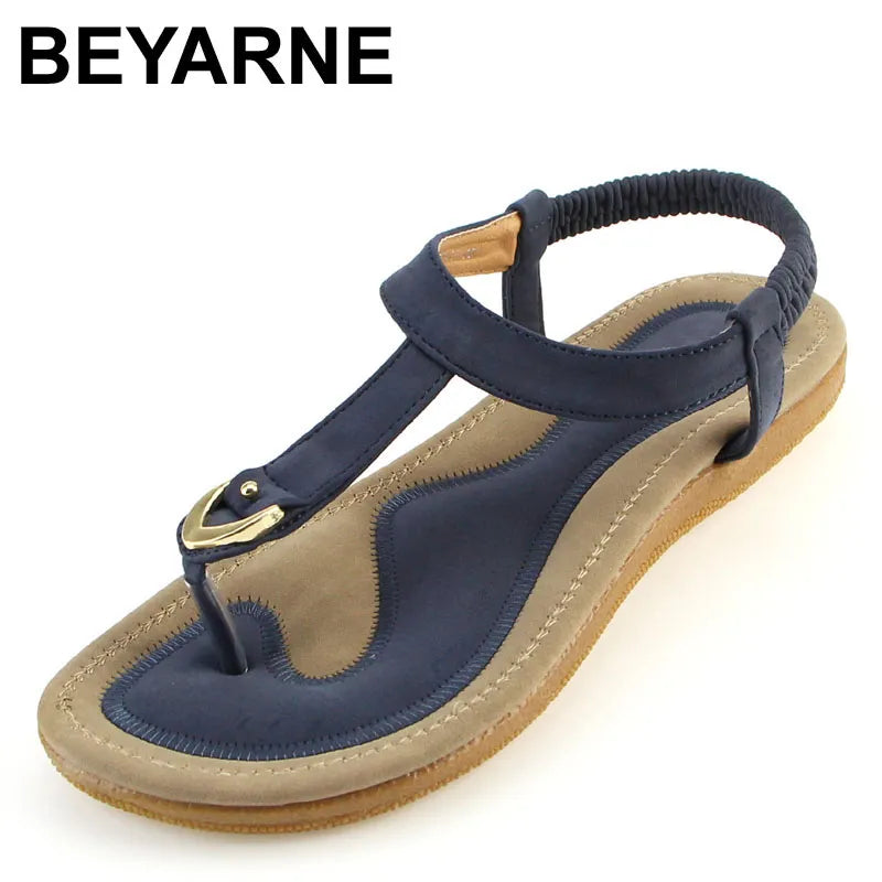 BEYARNE size 35-42 new women sandal flat heel sandalias femininas summer casual single shoes woman soft bottom slippers sandals - Charlie Dolly