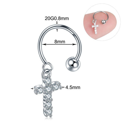 1PC Steel DIY 9Styles CZ Gem Pendant Dangle Hoop Cartilage Earring Helix Tragus Rook Lobe Ear Piercing Fashion Women Jewelry 20G