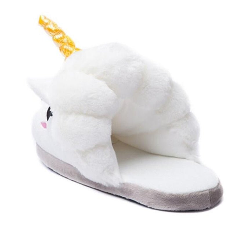 Size 36-41 Adult Unicorn Home Slippers Women Unicornio Pantufa Cute Shoes Cartoon Fur Unisex Indoor Chausson Licorne Chinelo k46 - Charlie Dolly