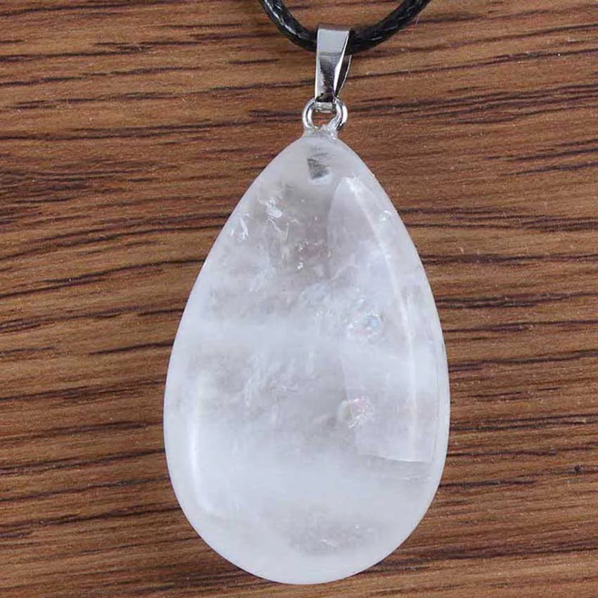 Natural Tiger Eye Stone Teardrop Pendants For Women Necklace DIY Amethyst Rose Quartz Crystal Pendant Boho Jewelry Gift for Her