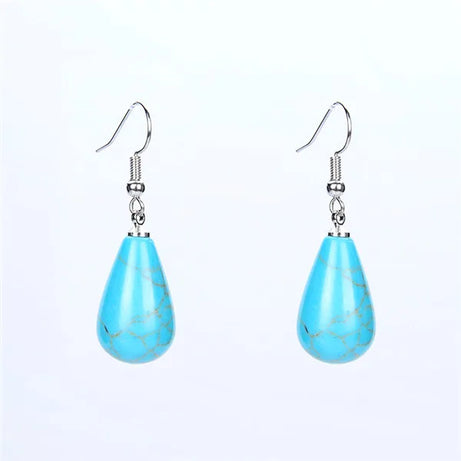 Obsidian Rose Quartz Teardrop Healing Earrings Jewelry