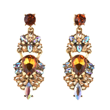 Crystal Water Drop Long Statement Earrings Jewelry