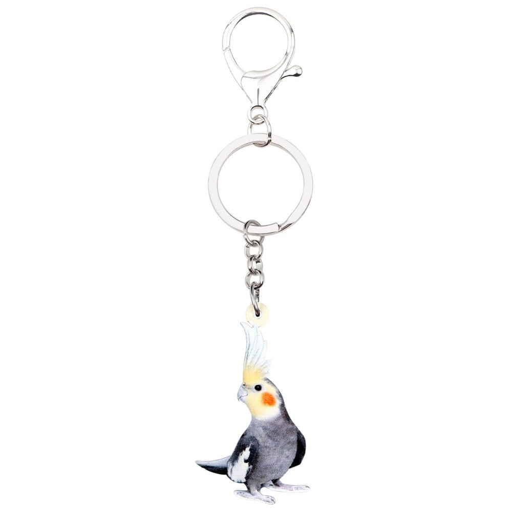 Bonsny Acrylic Cockatiel Parrot Bird Key Chains Keychain Fashion Animal Jewelry For Women Girls Bag Wallet Pendant Decoration - Charlie Dolly