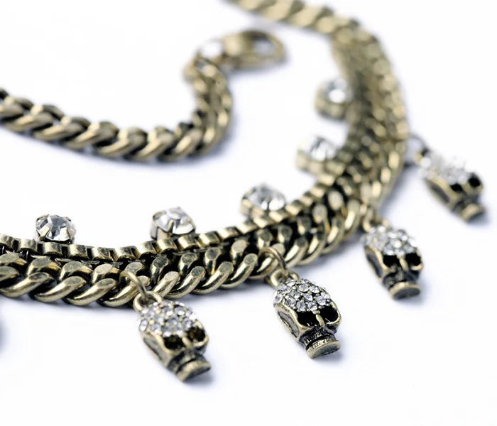 Halloween Jewelry Statement Fashion Elegant Glass Stone Skull Skeleton Pendant  Necklace &Pendant 2017 - Charlie Dolly