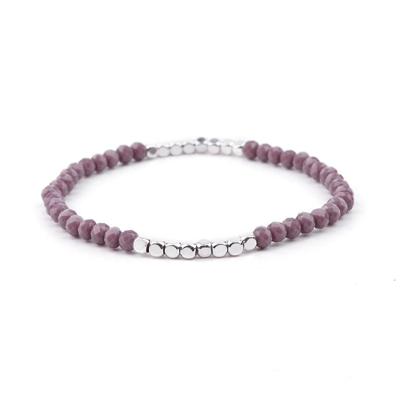 BOJIU Multicolor Crystal Strand Bracelets For Women Gold Acrylic Copper Beads Pink White Black Gray Crystal Bracelet Femme BC226 - Charlie Dolly
