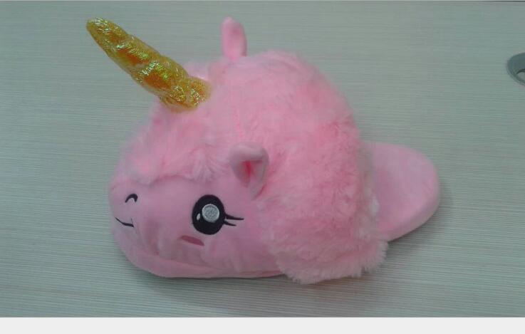 Size 36-41 Adult Unicorn Home Slippers Women Unicornio Pantufa Cute Shoes Cartoon Fur Unisex Indoor Chausson Licorne Chinelo k46 - Charlie Dolly