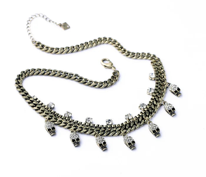 Halloween Jewelry Statement Fashion Elegant Glass Stone Skull Skeleton Pendant  Necklace &Pendant 2017 - Charlie Dolly