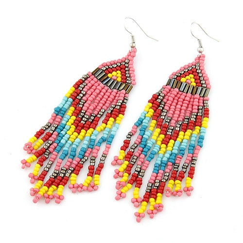 Kymyad Bohemian Earrings 2023 Beads Long Earrings Ethnic Style Drop Earings Fashion Jewelry Bijoux Femme Statement Earrings - Charlie Dolly