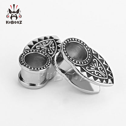 KUBOOZ Ear Plugs Tunnels Piercing Gauges Fashion Expander Stretchers Earring Stainless Steel Jewelry For Women Men 6mm 8mm 10mm