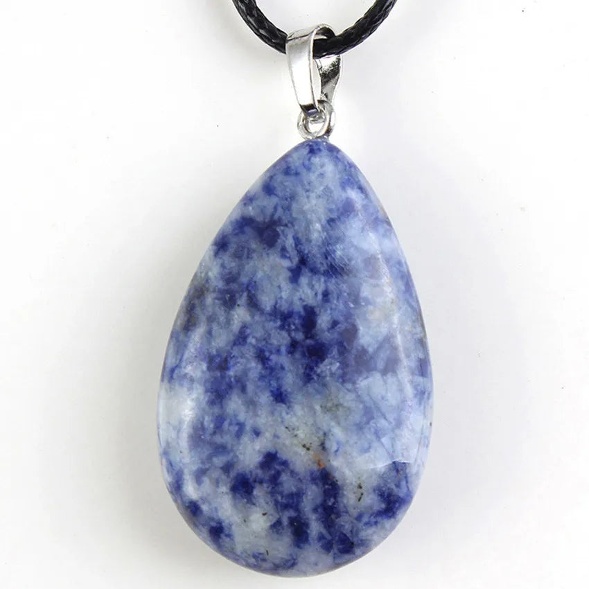 Natural Tiger Eye Stone Teardrop Pendants For Women Necklace DIY Amethyst Rose Quartz Crystal Pendant Boho Jewelry Gift for Her