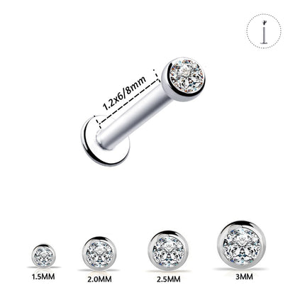 1Pc 16G 1.5-3mm Labret Tragus Cartilage Earring 16g Punk Cz Gem Round Tragus Lip Ring Monroe Ear Cartilage Earring Piercing