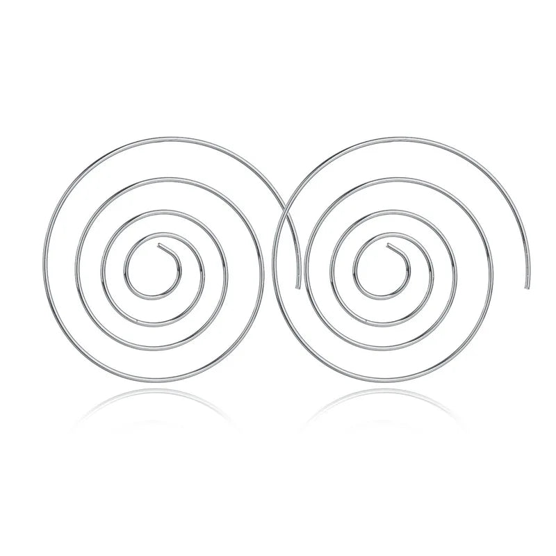 Hyperbole Big Spiral Drop Earring for Women Punk Simple Jewelry Tiny Minimalist Multilayer Round Pendientes Boho Party Girl Gift