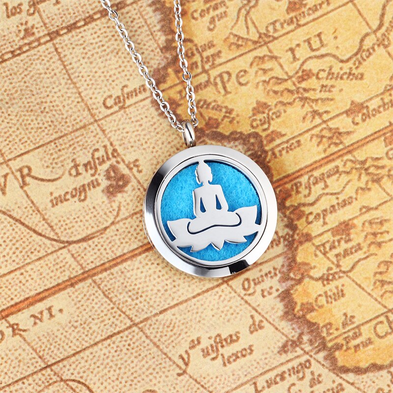 Buddha 20mm 25mm 30mm Aromatherapy Essential Oil Diffuser Necklace  Round Perfume Locket Pendant Aroma Scent Locket - Charlie Dolly