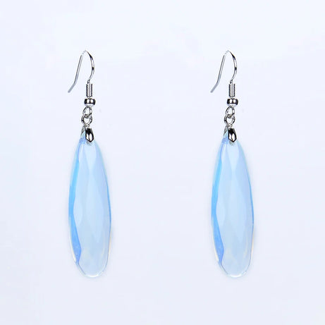 Silver Plated Long Water Drop Section Lapis Lazuli Pink Quartz Stone Hook Drop Earrings Elegant Women's Earring Fashion Jewelry - Charlie Dolly