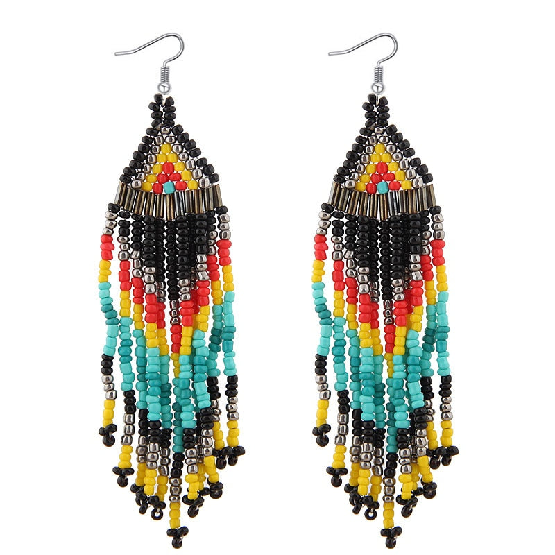 Kymyad Bohemian Earrings 2023 Beads Long Earrings Ethnic Style Drop Earings Fashion Jewelry Bijoux Femme Statement Earrings - Charlie Dolly