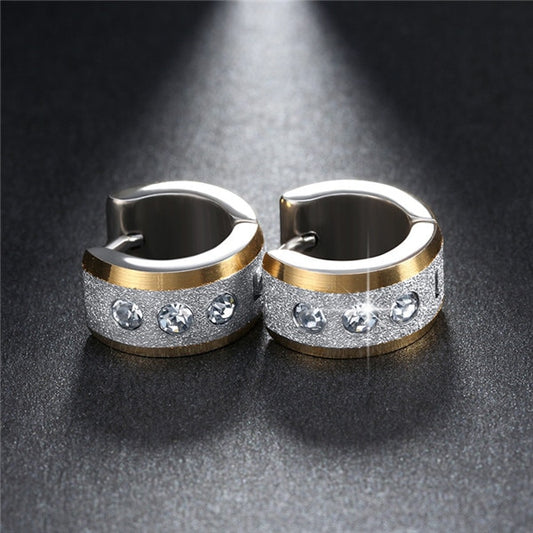 ZORCVENS Silver Color&Gold-Color Punk Rock Stainless Steel Small Hoop Earrings for Women Wedding Party Jewelry - Charlie Dolly