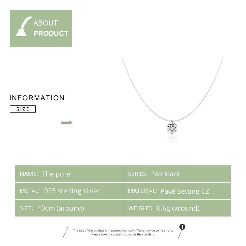 WOSTU Dazzling Crystal Necklaces 925 Sterling Silver Pendant Long Chain Link For Women Wedding Original Fashion Jewelry CQN332 - Charlie Dolly