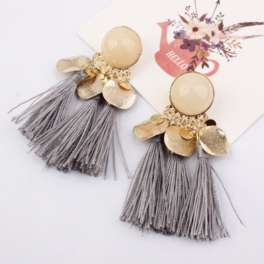 Bohemia Black Red Rope Fringe Tassel Earrings Long Drop Dangle Big Earrings Fashion Earrings for Women - Charlie Dolly