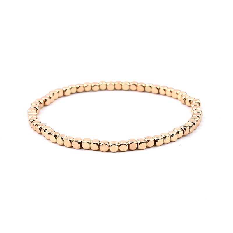 BOJIU Multicolor Crystal Strand Bracelets For Women Gold Acrylic Copper Beads Pink White Black Gray Crystal Bracelet Femme BC226 - Charlie Dolly