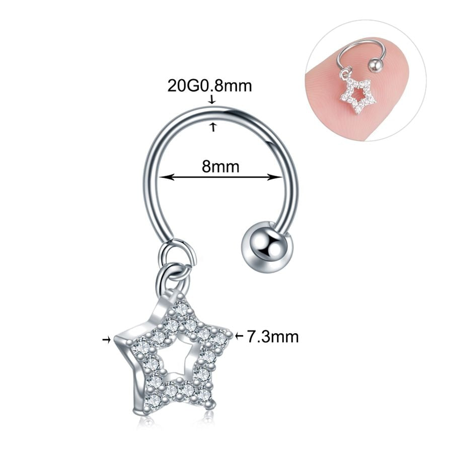 1PC Steel DIY 9Styles CZ Gem Pendant Dangle Hoop Cartilage Earring Helix Tragus Rook Lobe Ear Piercing Fashion Women Jewelry 20G - Charlie Dolly