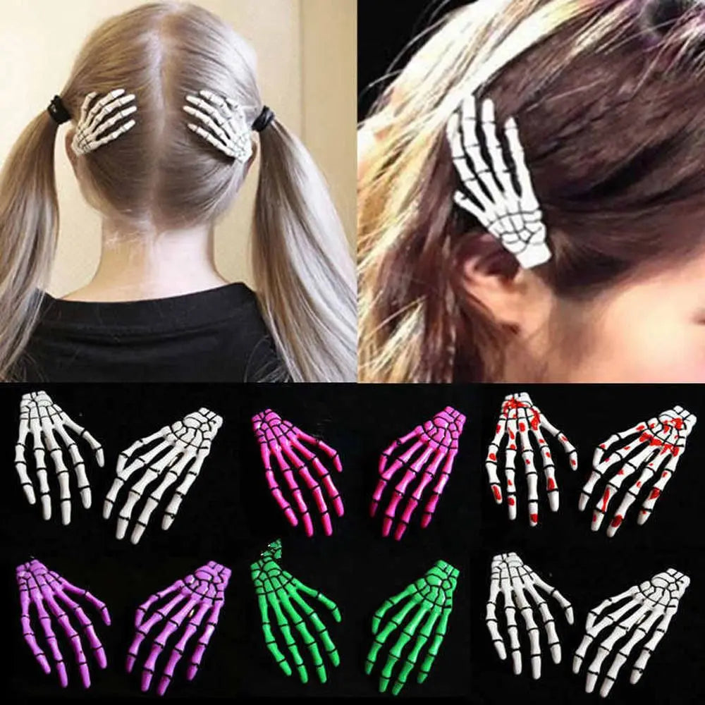 2 Pcs/Set New Skull Hand Bone Hairpin Gripper Ghost Skeleton Hair Clips Hairclips Bone Claw Hair Accessories Mujer Hairclip - Charlie Dolly