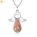 CSJA Angel Natural Stone Necklaces Pink Quartz Lapis Lazuli Necklace Angels Pendants for Women Purple Female Jewelry E947 - Charlie Dolly