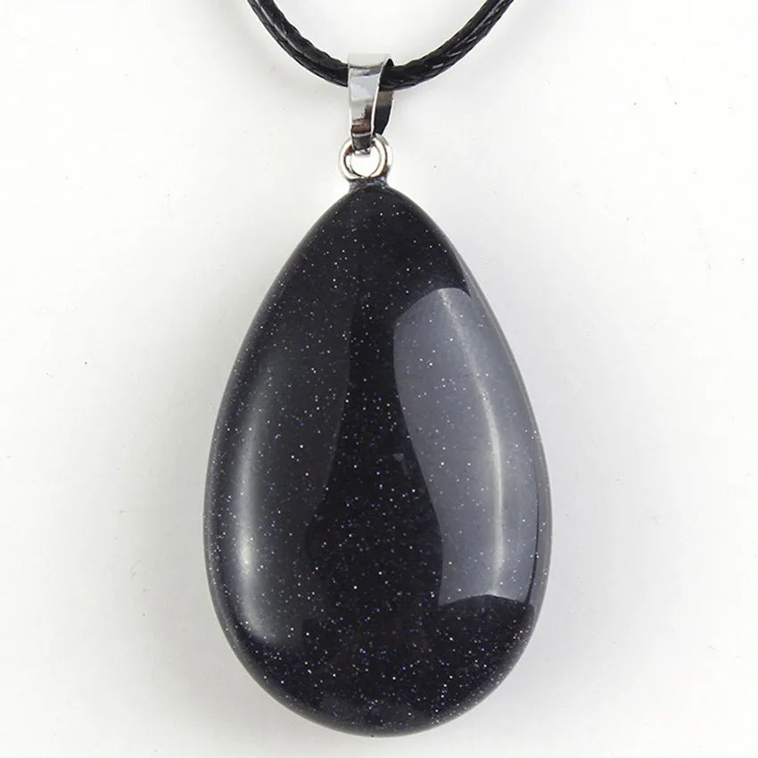 Natural Tiger Eye Stone Teardrop Pendants For Women Necklace DIY Amethyst Rose Quartz Crystal Pendant Boho Jewelry Gift for Her