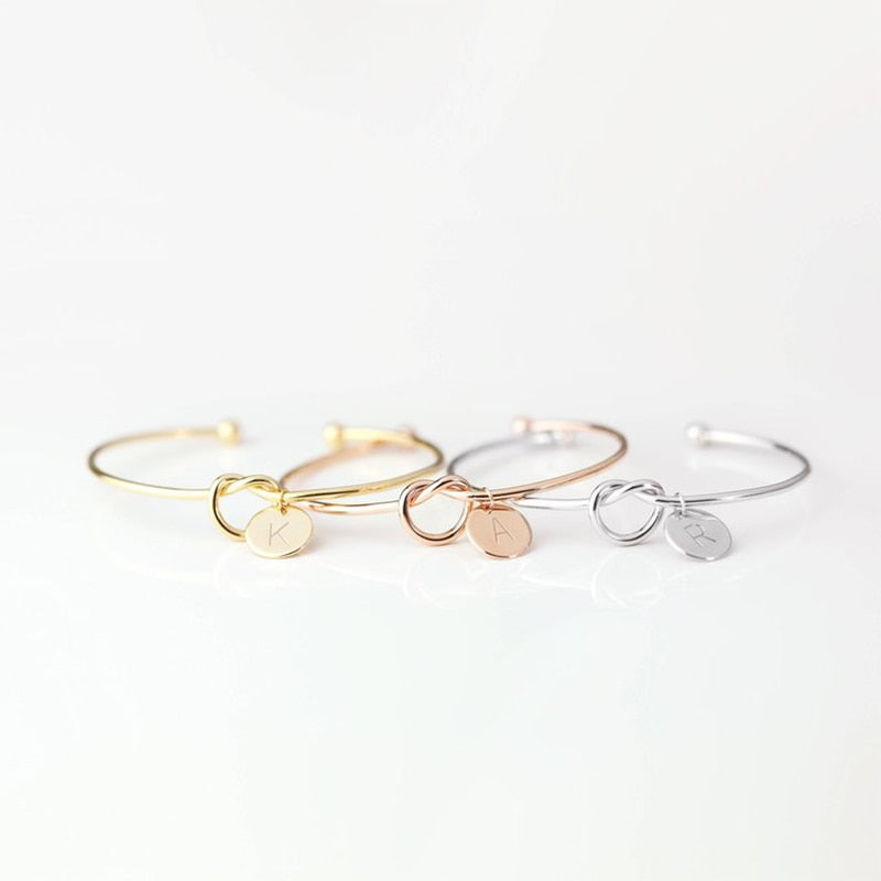 Hot pink gold / silver charm bracelet Initial Knot Bracelet female personality jewelry New fashion women men lovers bracelet - Charlie Dolly