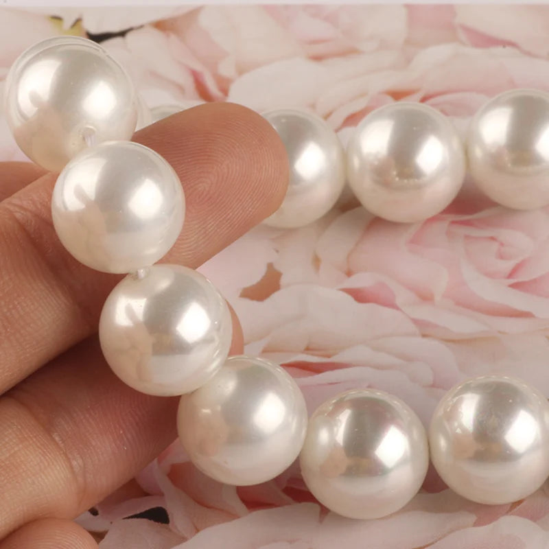 Natural White Shell Pearl Round Loose Beads For Jewelry Making Choker Making Diy Bracelet Jewellery 2/3/4/6/8/mm Wholesale15''