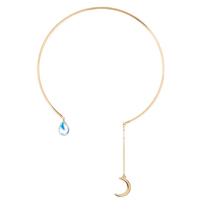 MAA-OE Bohemian Crystal Pendant Necklaces For Women 2018 New Moon Water Droplets Necklace Collier Statement Jewelry N425