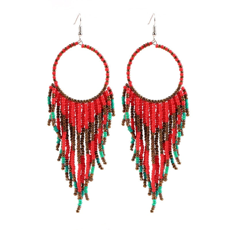 Kymyad Earrings 2022 Trend New Long Dangle Earrings Vintage Earings Fashion Jewelry Female Earrings Tassel Beads Chains Earring