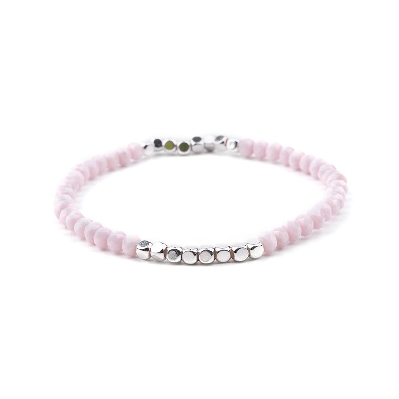 BOJIU Multicolor Crystal Strand Bracelets For Women Gold Acrylic Copper Beads Pink White Black Gray Crystal Bracelet Femme BC226 - Charlie Dolly