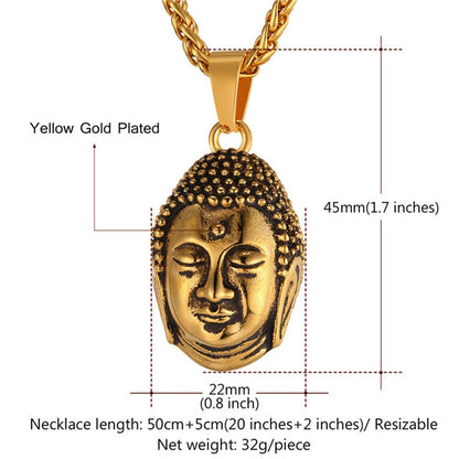 gold color Buddha necklace for men jewelry with stainless steel chain buddhist accessories lucky jewelry P2478G
