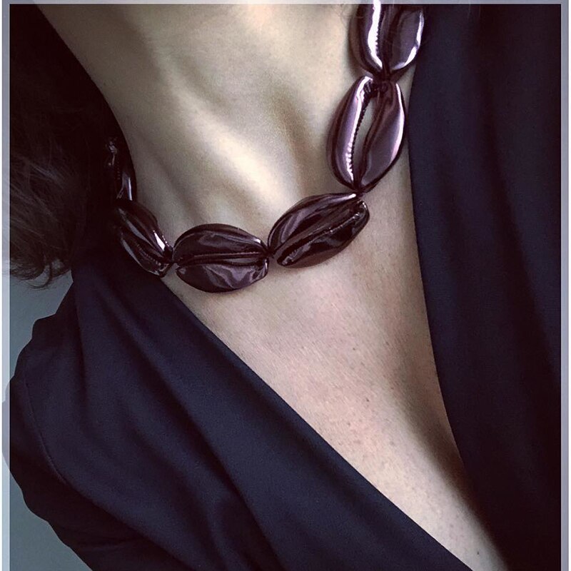 boho Large Concha cowry MEGA PUKA SHELL NECKLACE BURGUNDY valentine's day collares collier women chokers necklace femme collar - Charlie Dolly