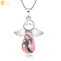 CSJA Angel Natural Stone Necklaces Pink Quartz Lapis Lazuli Necklace Angels Pendants for Women Purple Female Jewelry E947 - Charlie Dolly