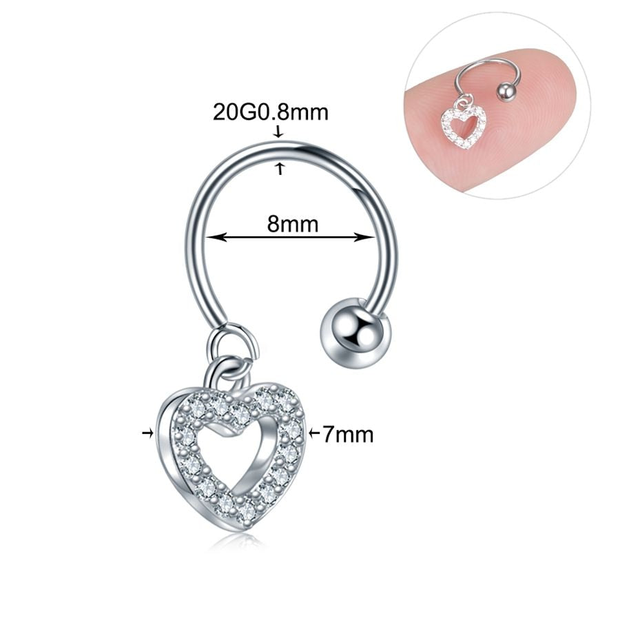 1PC Steel DIY 9Styles CZ Gem Pendant Dangle Hoop Cartilage Earring Helix Tragus Rook Lobe Ear Piercing Fashion Women Jewelry 20G