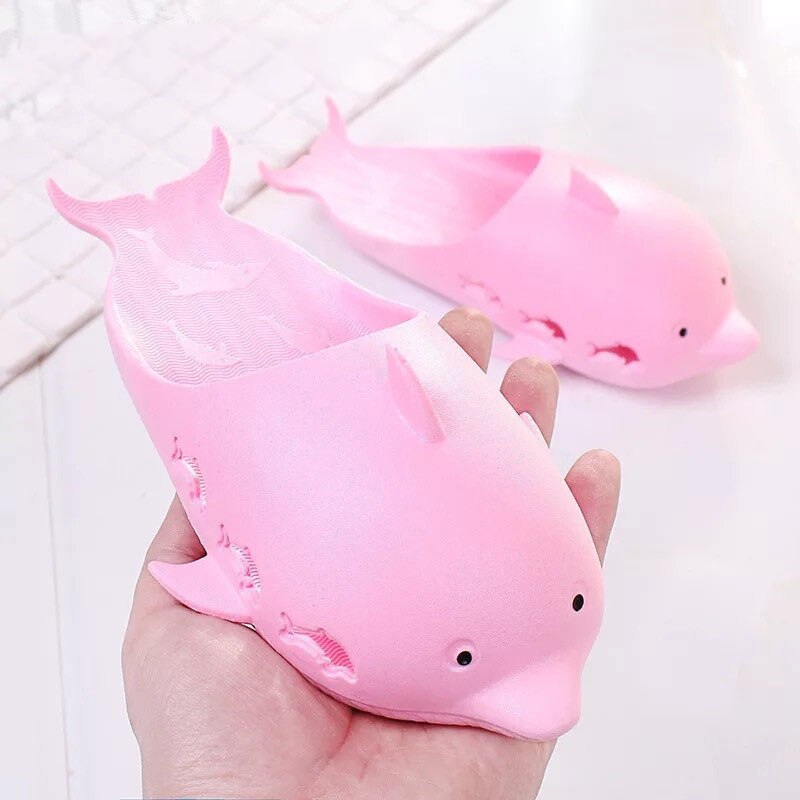 2022 ladies animal dolphin slippers summer men&#39;s sandals beach shoes outside funny bathroom floor home lovers slippers - Charlie Dolly