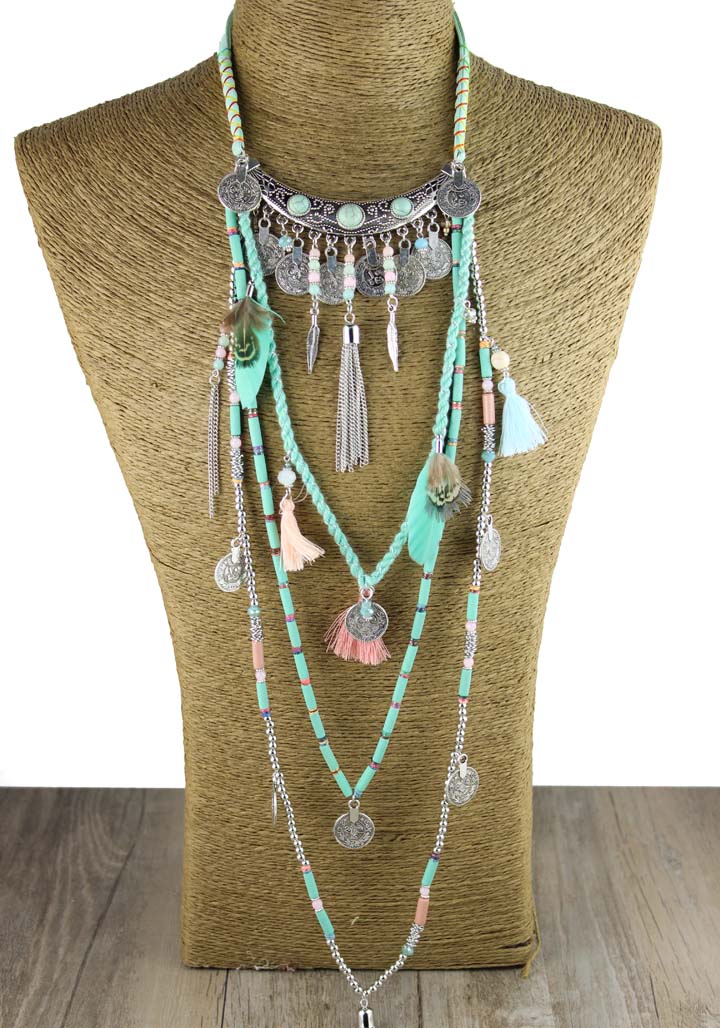 Gypsy Statement Vintage Long Necklace Ethnic jewelry boho necklace tribal collar Tibet Jewelry - Charlie Dolly