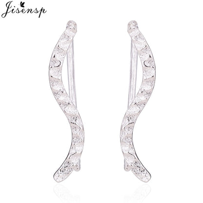 Jisensp Punk Waves Ear Climbers Earrings for Women Stud Earings Ear Crawler Bohemian Cute Earing Piercing Earings Pendientes