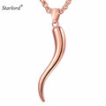 Italian Horn Pendant Necklace Gold/Stainless Steel/Rose Gold/Blue Cornicello/Cornetto Amulet Italian Jewelry GP2407M - Charlie Dolly