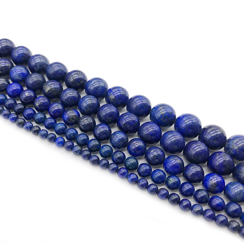Natural Stone Round Lapis Lazuli 4/6/8/10/12/14/16MM Diy Women Man Bracelet Necklace Earrings beads jewelry making Accessories