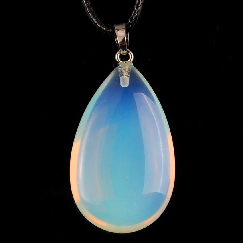 Natural Tiger Eye Stone Teardrop Pendants For Women Necklace DIY Amethyst Rose Quartz Crystal Pendant Boho Jewelry Gift for Her