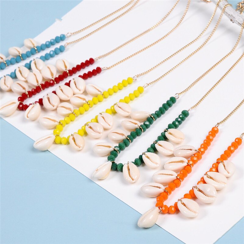 Boho Puka Sea Shell Necklace for Women Red Beads Choker Cowrie Pendants Necklaces Conchas Seashell Jewelry collier femme - Charlie Dolly