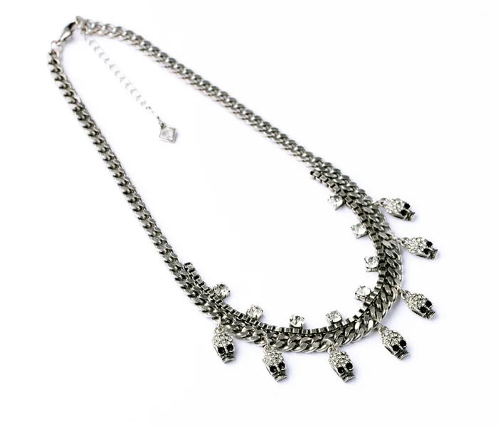 Halloween Jewelry Statement Fashion Elegant Glass Stone Skull Skeleton Pendant  Necklace &Pendant 2017 - Charlie Dolly