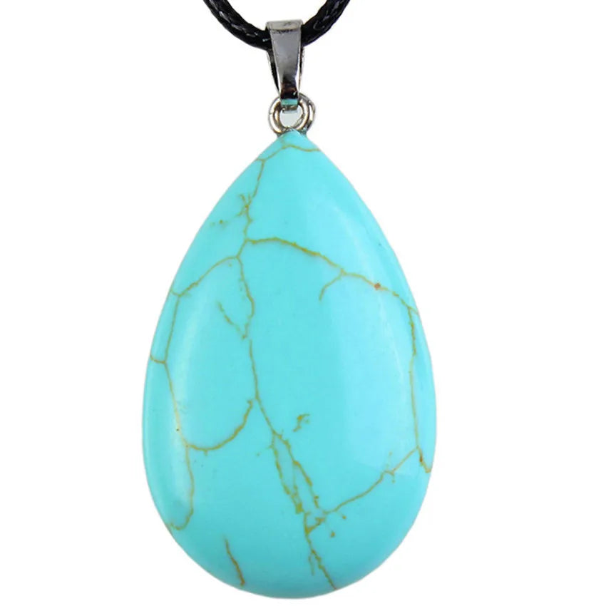Natural Tiger Eye Stone Teardrop Pendants For Women Necklace DIY Amethyst Rose Quartz Crystal Pendant Boho Jewelry Gift for Her