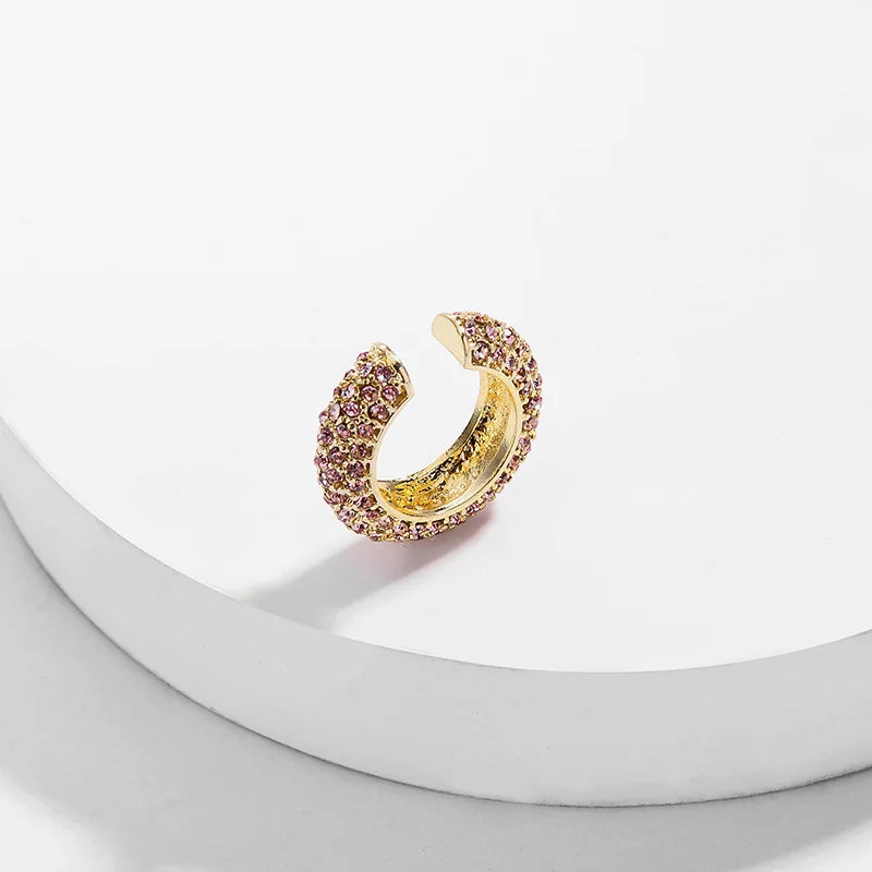 Boho Crystal Ear Cuff Brincos C Shape Colorful No Pierced Statement Earring for Women Charm Clip Wedding Jewelry  2019